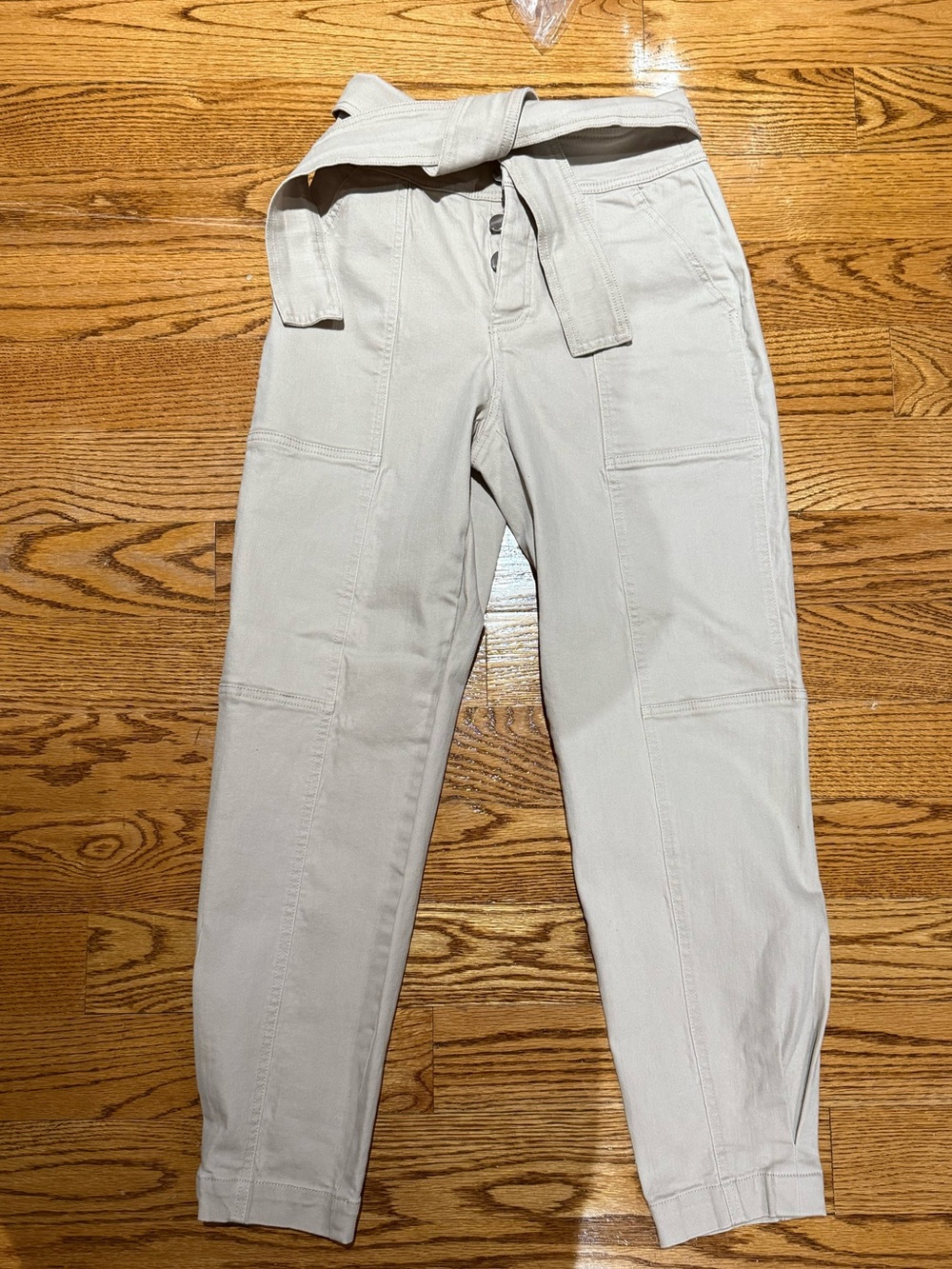 Bar III Men's Light Beige Cargo Paperbag Pants with Self Tie